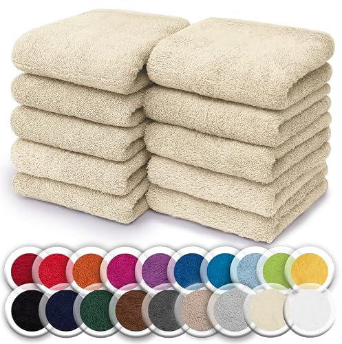 NatureMark 10er Pack Waschlappen | 100% Baumwolle | Frottier Seiflappen | Größe 30 x 30 cm | Frottee Seiftücher im 10er Pack Farbe: Natur/Creme