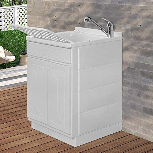 Mobile lavatoio in Resina, ideale per esterni e interni, 45x50-50x50-45x60-60x50-60x60, COMPLETO di asse lavaggio e kit sifone + piletta (60x60)