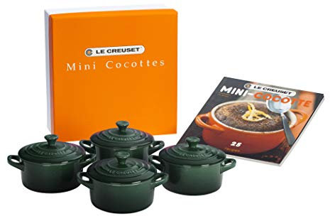 Le Creuset Stoneware Set of 4 Cocottes w/ Mini-Cocotte Cookbook, 8-Ounce Each, Artichaut