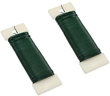 2 Pack Green Floral Wire for Christmas Wreaths - 22 Gauge Flexible Paddle Wire for Xmas Wreath Making, Garland, Flower Bouquets and Floral Arrangements