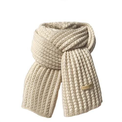 ORANDESIGNE Schal Damen Winter Flauschig Weicher Strickschal Winter Warm Einfarbig Grobstrick Schal Oversize Winterschal Elegante Quadratischer Frauen Deckenschal Scarf A Beige M