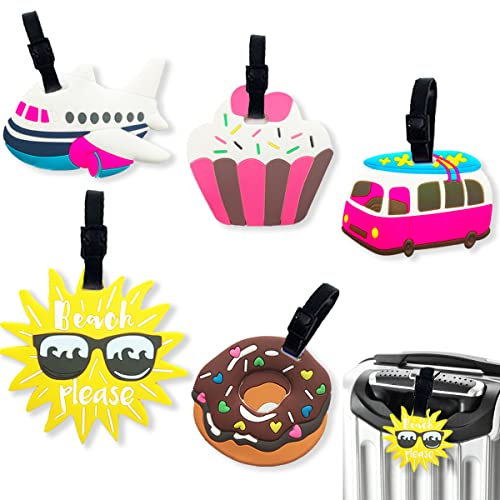 5 Stück Niedliche Cartoon-Kofferanhänger, Wasserdichte PVC-Weichgummi-Kofferanhänger mit Adressschild, Gepäckanhänger Kofferanhänger, Modische Kofferanhänger Flugreise, Verhindern Gepäckverlust