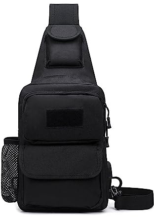 FANDARE Táctical Bolso Hombro Bolsa de Pecho Militar Bandoleras Cruzada con USB Bandolera Bolsos Bandolera para Hombres Mujer Escolar Senderismo Viaje Sling Crossbody Bag Negro