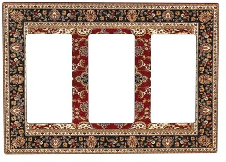 Xuejiaku Placca decorativa per interruttore della luce a 3 uscite, stile vintage, colore rosso, per soggiorno, camera da letto, bagno
