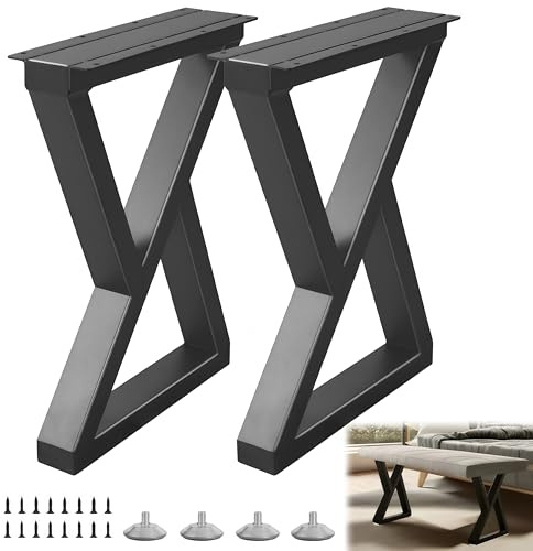 Rioychan 20 Inch Coffee Table Legs Black, Heavy Duty Metal Furniture Legs for DIY End/Side Tables, Modern Desks, Bench, Sofa, Dining Desk Legs, Z Style