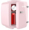 YASHE Mini Fridge, 4 Liter/6 Cans Small Fridgerator for Bedroom, AC/DC Thermoelectric Cooler and Warmer for Skincare Drink Office Dorm Car, Pink