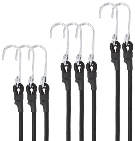LTStore Spanngummi mit Haken,8er Expander mit Haken Gummispanner Gummibänder mit Haken 60cm Gepäckspanner für Sackkarre Gepäckträger Fahrrad Motorrad Camping Schwarz.