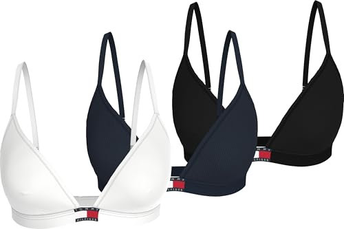 Tommy Hilfiger Damen 3er Pack BH Bralettes Triangle Ungepolstert, Mehrfarbig (Black/ Navy Rib/ White), S
