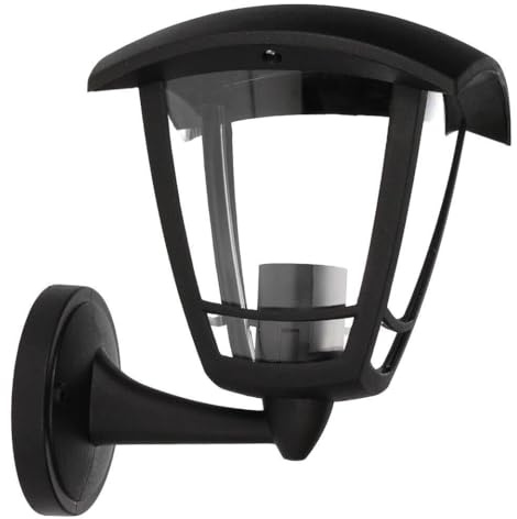 WatioWave Farol de jardín negro con brazo abatible E27, ideal para iluminar espacios exteriores y mejorar la decoración en jardines.