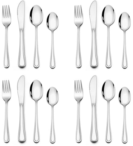 HaWare Kinderbesteck, 16-teilig Edelstahl Kinder Besteck Set ab 3 Jahre, Kindergeschirr Set mit Gabel Messer Löffel für Jungen/Mädchen, Ungiftig & Gesund, Glatte Kante, Spülmaschinenfest