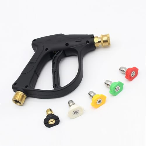 MATXREE Pistola a spruzzo per idropulitrice ad alta pressione da 4350 PSI con 5 ugelli a spruzzo, pistola a getto a sgancio rapido da 1/4, pistola ad acqua per lavaggio auto per pulizia auto (M22 14