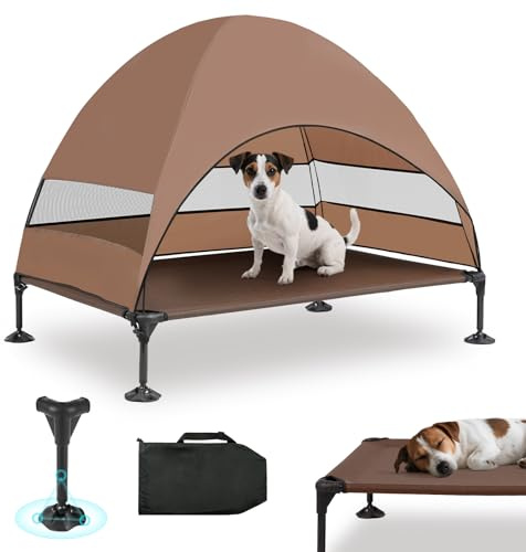 Snagle Paw Hundeliege mit Dach & Erhöhtes Design - Stabiles Hundebett mit Antirutschfüßen, Breiter Schatten - Wasserdicht für Große Hunde Indoor/Outdoor, Camping & Garten