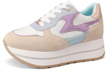 QUEEN HELENA Sneakers Platform Alte Scarpe da Ginnastica Casual Donna X32-32 (X32-33 Beige, Sistema Taglie Calzature EU, Adulto, Donna, Numero, Media, 40)