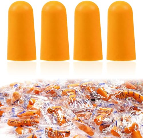 BORDEAG 100 paia di tappi per le orecchie in schiuma morbida, riutilizzabili, per dormire, studiare, viaggiare, bambini rumorosi, abbaiare del cane, Arancione, Foam, Soft, Reusable