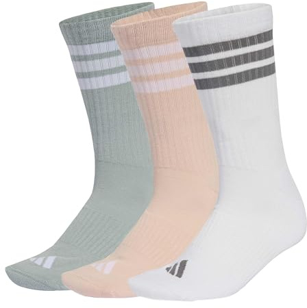 adidas Mixte 3STRIPES CUSHIONED SPORTSWEAR CREW SOCKS 3 PAIR PACK, blush pink/white/Wonder Sage, 45-48