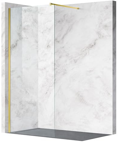 Balneo Gold Duschwand Glas - Hochwertige Duschabtrennung 110 x 200 cm- Easy Clean Beschichtung - Duschglaswand 8 mm Hartglas Hydrofähig - Flexibler Einbau Links/Rechts - Ideal für Walk In Dusche