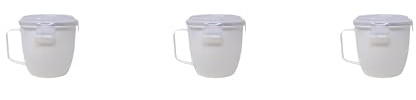Uppsättning av 3 mikrovågsugnskoppar 620 ml vita med lock och handtag – BPA-fria, värmebeständiga, diskmaskins- och mikrovågsugnssäkra – mångsidiga soppkoppar, kaffekoppar och snackkoppar för kontor