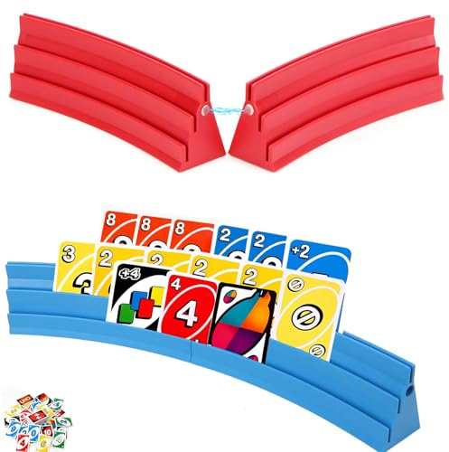 4 Piezas Soporte para Juego de Cartas, 3 Capa Magnética Soporte para Poker, Soportes de Naipes de Diseño Curvo para Niños, Apilable,Soportes para Naipes para Personas Mayores, Adultos y Niños