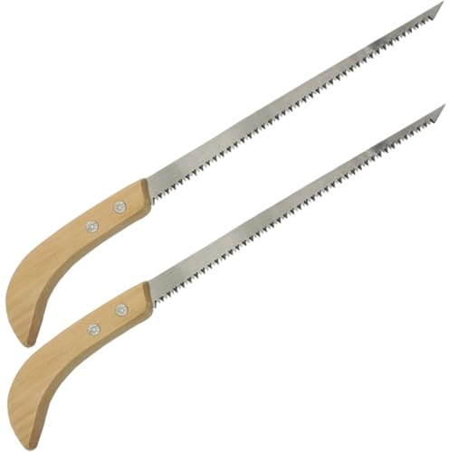 DOITOOL Scie à Main Japonaise 2 Pièces Lame Double Denture et Manche en Bois Scie à Tirer Polyvalente pour Jardinage Élagage d'Arbres et Camping Outil de Travail du Bois Léger et