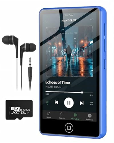 AGXOV 144GB Lettore MP3 Spotify con Wi-Fi & Bluetooth, 4,02 Pollici Touchscreen MP4 Lettore Musicale, MP3 Lettore Musicale Android con Amazon Music, Deezer, Radio FM, Registratore Vocale, Blu