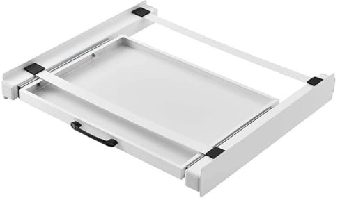 Luocute Kit di Impilamento per Lavasciuga, Telaio di Collegamento Universale Largo 60 Cm con Ripiano Estraibile e Cinghia a Cricchetto, per Lavatrice e Asciugatrice a Carico Frontale