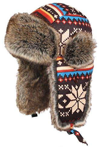 Insun Wintermütze Fliegermütze Gestrickt Pilotenmütze Uschanka Russenmütze Ohrenschützer für Erwachsene und Kinder Mehrfarbig 3 L Hut Umfang 56cm