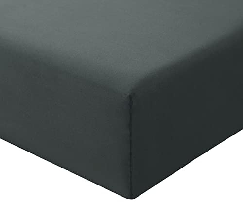 RUIKASI Double Fitted Sheet Deep - Dark Grey Bottom Sheet for Double Size Bed with 40cm 16 Inches Extra Deep Sided Pocket, Soft Microfiber Bedsheet Ultra Deep Fit with Mattress