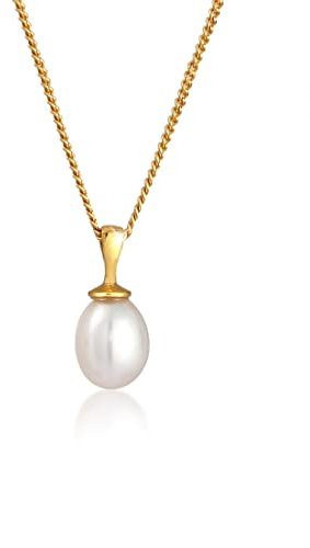 Elli Halskette Damen Zeitlos Filigran mit Süsswasserperle in 925 Sterling Silber Vergoldet