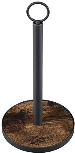 OROPY Porte Sopalin avec Base en Bois Robuste, Porte Rouleau Essuie Tout Style Ferme Dérouleur Essuie Tout pour Comptoir de Cuisine Convient aux Rouleaux de Papier Standard et Jumbo (Marron)