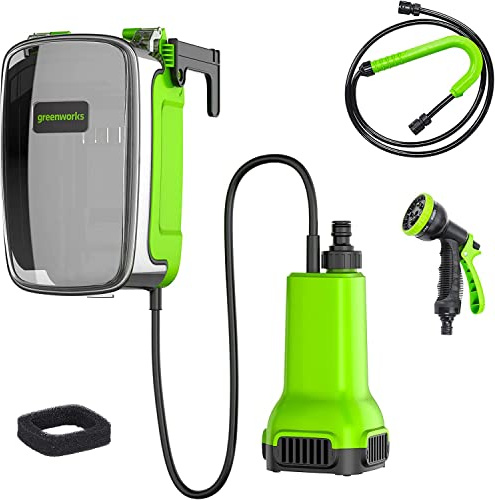 Greenworks 24V Tauchpumpe + Akku G24B2 + Akku-Ladegerät