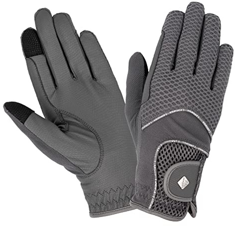 LeMieux Unisex 3D Mesh Riding Gloves in Grey - Lightweight & Breathable - Anti Slip - Large