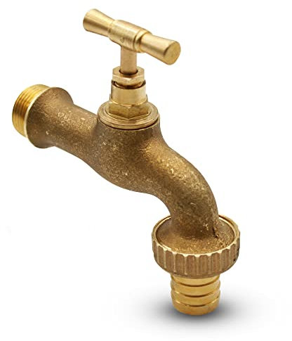 DOJA Barcelona | Messing-Gartenhahn mit Schlauchanschluss für den Außenbereich | 1/2 X 3/4, für Gartenwerkzeuge, Gartenmauer, Wassertank, automatischer Wasserzeitschalter, Wasserfilter