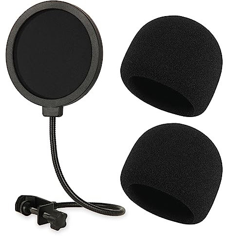 Rigych Microfono Filtro Anti-Pop per Razer Seiren V2 Pro con Spugna Filtro Antipop, Professionale Microfono Pop Filter con un Braccio Stabilizzatore a Clip a Collo D'oca Flessibile a 360°