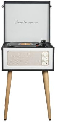 PRIXTON Detroit - Tocadiscos Vintage Reproductor De Vinilos y Reproductor de Música Mediante Bluetooth, Radio FM, 2 Altavoces Incorporados (Reacondicionado)