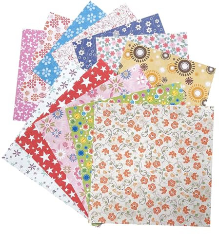 Origami papier blumen muster, 144 Blätter Origami Set mit 24 verschiedenen floral designs – gefaltetes Papier, quadratisch14,3 cm, für Kunst und Bastelprojekte