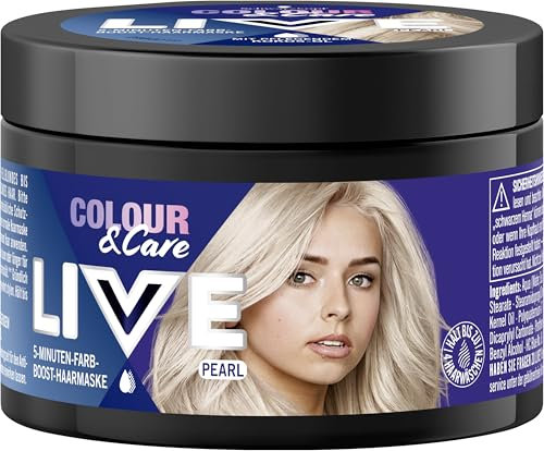 Schwarzkopf Live Colour & Care Pearl (150 ml), 5-Minuten-Farb-Boost-Haarmaske, temporäre Haarfarbe für Farb-Boost & intensive Pflege in nur 5 Minuten, auswaschbare Haarfarbe mit pflegendem Kokos-Öl