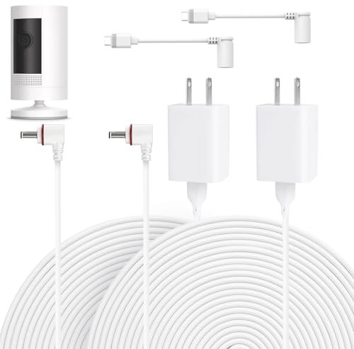 2er-Pack 7 m langes Netzkabel und Adapter, kompatibel mit Ring Spotlight Cam Plus/Pro und Stick Up Cam. Akku, Ladekabel für Ring, wetterfester Netzstecker und Micro-USB-Ladekabel