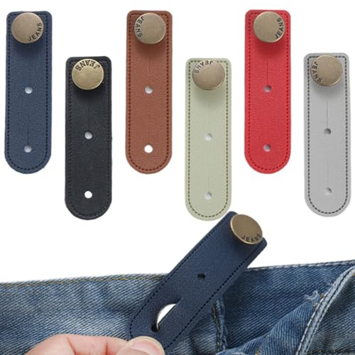 Extensores de Botones Pantalon, 6 Pcs Botón de Extensión Retráctil, Prolongador Botones para Vaqueros Hombres Mujer, Vaqueros Extensor de Cintura, Adecuado para Jeans y Camisas