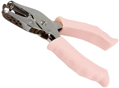 Perforatrice per carta a foro singolo, 3 mm, rosa, portatile, con impugnatura morbida, punzonatrice per biglietti, pinze per fori, perforatore piccolo per bambini, per fai da te fatture dandmade