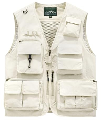 Sukany Gilet cargo en maille pour homme avec poches multiples