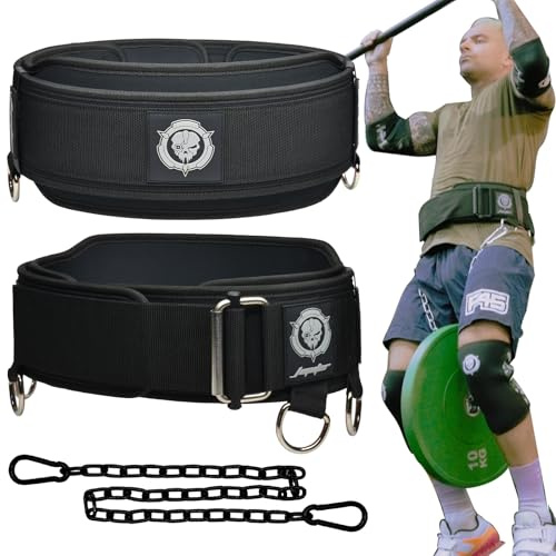 Ceinture d'haltérophilie 2 en 1 avec chaîne pour entraînement de poids, haltérophilie, squats, soulevés de terre, dynamophilie pour homme et femme (taille XL)