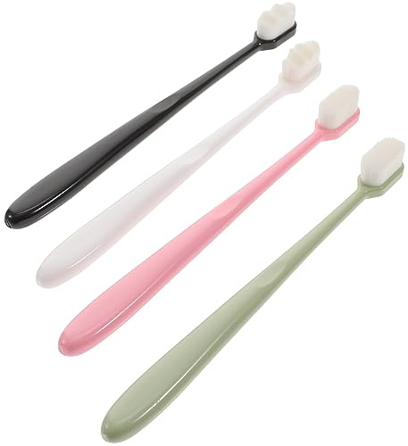 Mipcase 4 Piezas Cepillo De Dientes Suave Para Adultos De Plástico Cepillo De Dientes De Cerdas Finas Manual De Viaje Portátil Para Uso Diario Casa