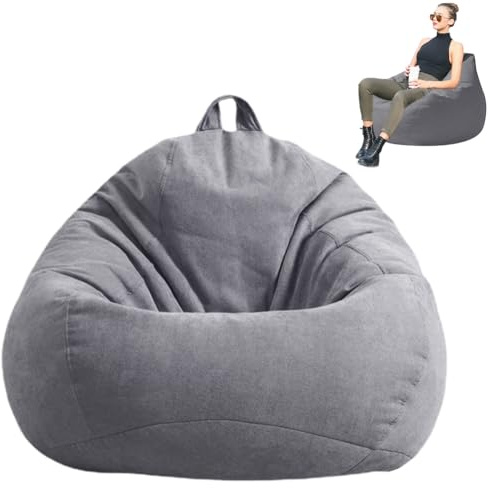 CEWROM Pouf Gigante a Forma di Goccia per Adulti - Solo Rivestimento Senza Imbottitura, Poltrona Sacco XL per Interni ed Esterni, Design Moderno per Soggiorno, Giardino, Gaming (grigio chiaro)