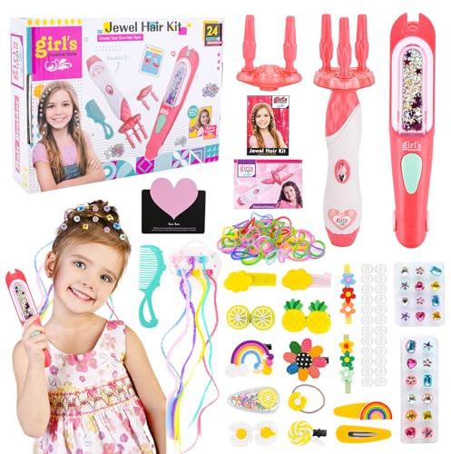 KIMIGO Regalo Bambina 5 6 7 8 9 10Anni,Set Treccine Magiche con Trecciatrice Per Capelli e Kit Gemme Capelli,Treccia Strumenti DIY,Regalo per Styling e Acconciature Uniche