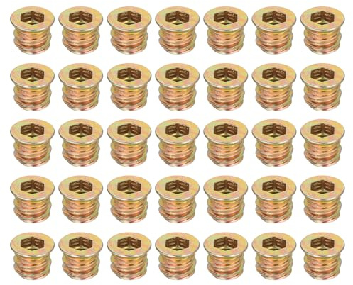QUARKZMAN 38 Pezzi Dadi Filettati A Innesto Esagonale, M6x10mm Dadi A Innesto - Per Viti In Acciaio Al Carbonio Per Mobili Bulloni Fissaggio