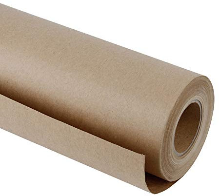 RUSPEPA Braun Kraftpapier - Natürliches Recyclingpapier, Kraftpapierrolle Ideal für Kunsthandwerk, Kunst, Kleine Geschenkverpackungen, Verpackung, Post, Versand und Pakete - 122 cm x 30 m