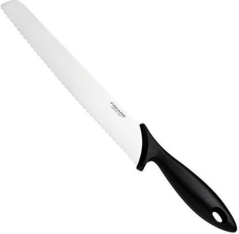 Fiskars Brotmesser mit Wellenschliff, HRC53, Kunststoff/Edelstahl, Klingenlänge: 23 cm, Schwarz/Silber, Essential, 1023774