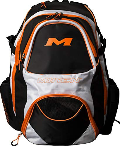 Miken XL mkbg18-xl Baseball/Softball Rucksack, MKBG18-XL-BWO, schwarz / weiß / orange, X-Large