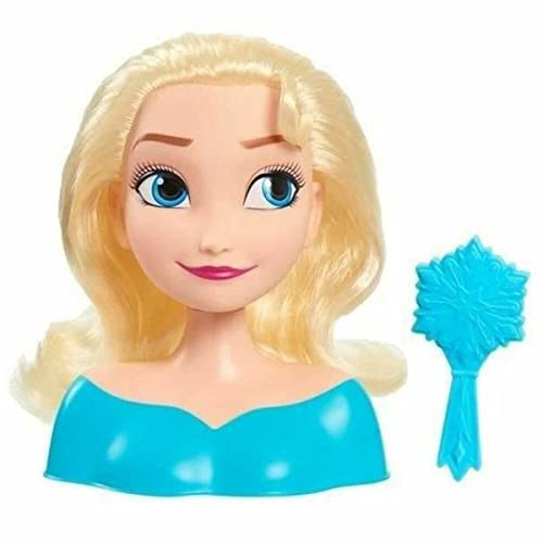 Disney Just Play 87490-JP Fryst frisörhuvud Elsa Mini 14 cm med hårborste för stylingkul, från 3 år, svart