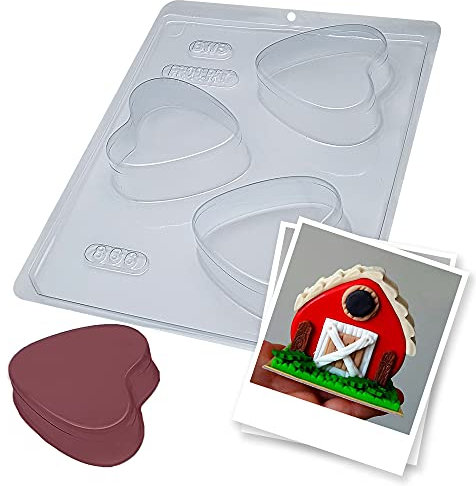 BWB 866 Molde Especial 3 partes Gingerbread corazón pequeño Forma con silicona para chocolate caliente de 3 Cavidades 33-125g Plástico PET Tridimensional Accesorios y utensilios